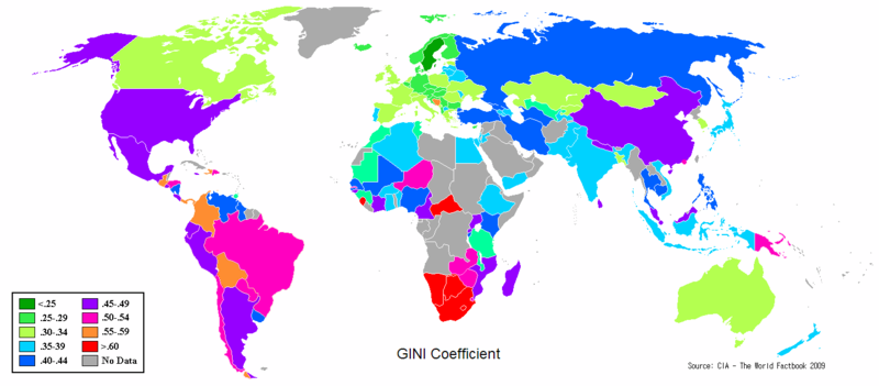 Gini Coefficient World CIA Report 2009